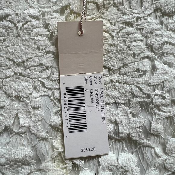 Rebecca Taylor Cream White Lace Fluted Midi Skirt size 6 NEW Tags Ribbon Lined - Picture 5 of 10